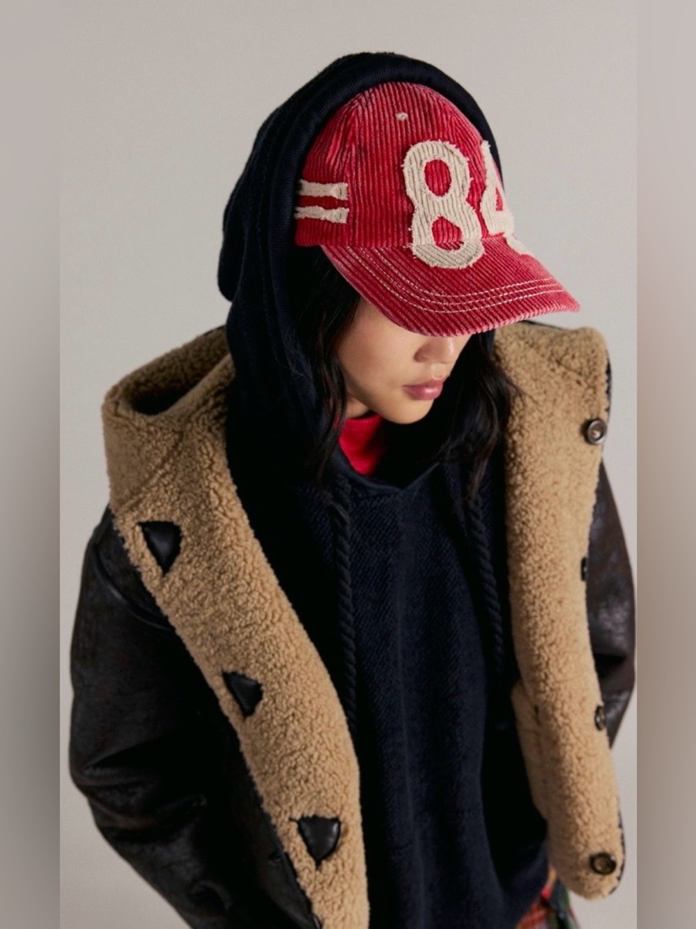 NWT FREE PEOPLE HOLLIE VARSITY BASEBALL HAT RED